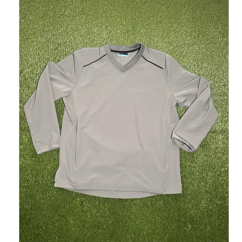 PGA TOUR Golf Shirt Gray Basic Fit Men's M Long Sleeve V Neck